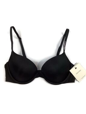 Calvin Klein Black Push Up Plunge Bra 36B NEW! Retail $42